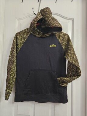 Spalding Black Hoodie with Yellow and Olive Space-Dye Sleeves SIZE MED 10/12